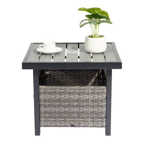 Rattan Wicker Steel Umbrella Side Table Outdoor Furniture Deck Garden Patio- - Picture 11 of 19