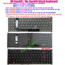 New US keyboard For Acer Aspire 3 A315-24 N23C3 Aspire 7 A715-51G A715-76 N22Q3