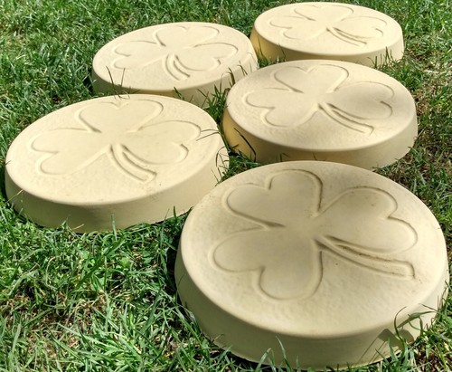 6 x trampolini rotondi in cemento da giardino Buff 23 cm/9 pollici | trifoglio - Foto 2 di 9