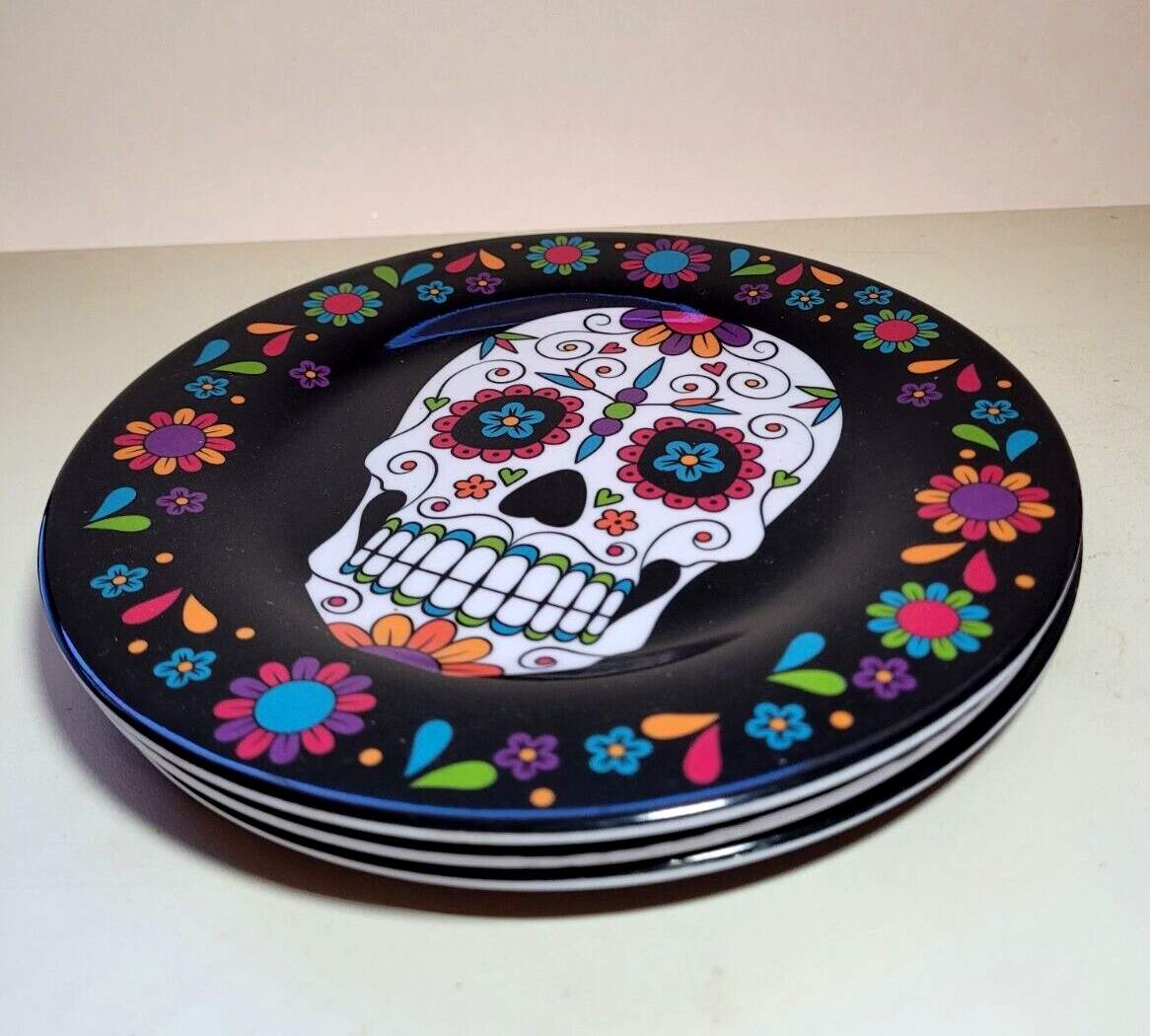 Dia De Los Muertos Sugar Skull Dinnerware Set of 2 Tumbler Cups and 2