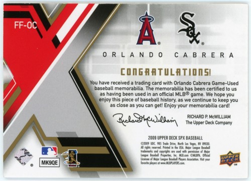 2009 SPx Flashback Fabrics Orlando Cabrera Dual Jersey * Angels * White Sox - Picture 2 of 2