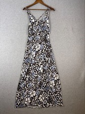Loft Maxi Dress Women X-Small Blue White Floral A-Line Strappy Tropical Boho