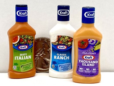 3 Kraft Salad Dressings Ranch Thousand Island & Italian Zuru Food Mini Brands
