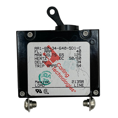 Carling Switch AA1-B0-34-640-5D1-C Circuit Breaker 40A 50/60hz max 277V 1 Pole