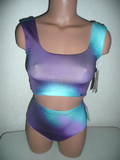 NWT NIKE Aurora Reversible Crop Top High Waist Bottom 2-Piece Bikini Small