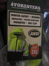 Forester Hi-Vis Yellow Insulated Bomber Jacket Hooded Winter Jacket Pocketed 3XL