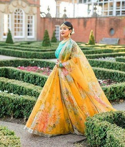 yellow and green ghagra choli