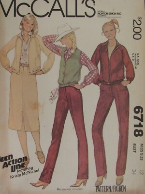 Amazing VTG 79 McCALLS 6718 Misses Jacket Vest Skirt & Pants PATTERN 12 ...