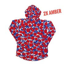 2xl Lularoe Amber Hoodie Americana 2021 Roses Jersey material Fits 22/24