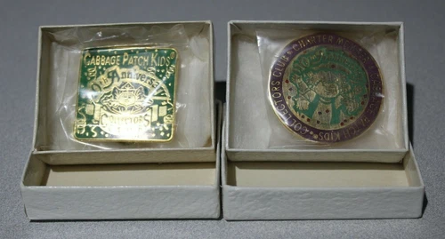 Vintage Cabbage Patch 10th Anniversary Collector Club Pin Set w/ Boxes