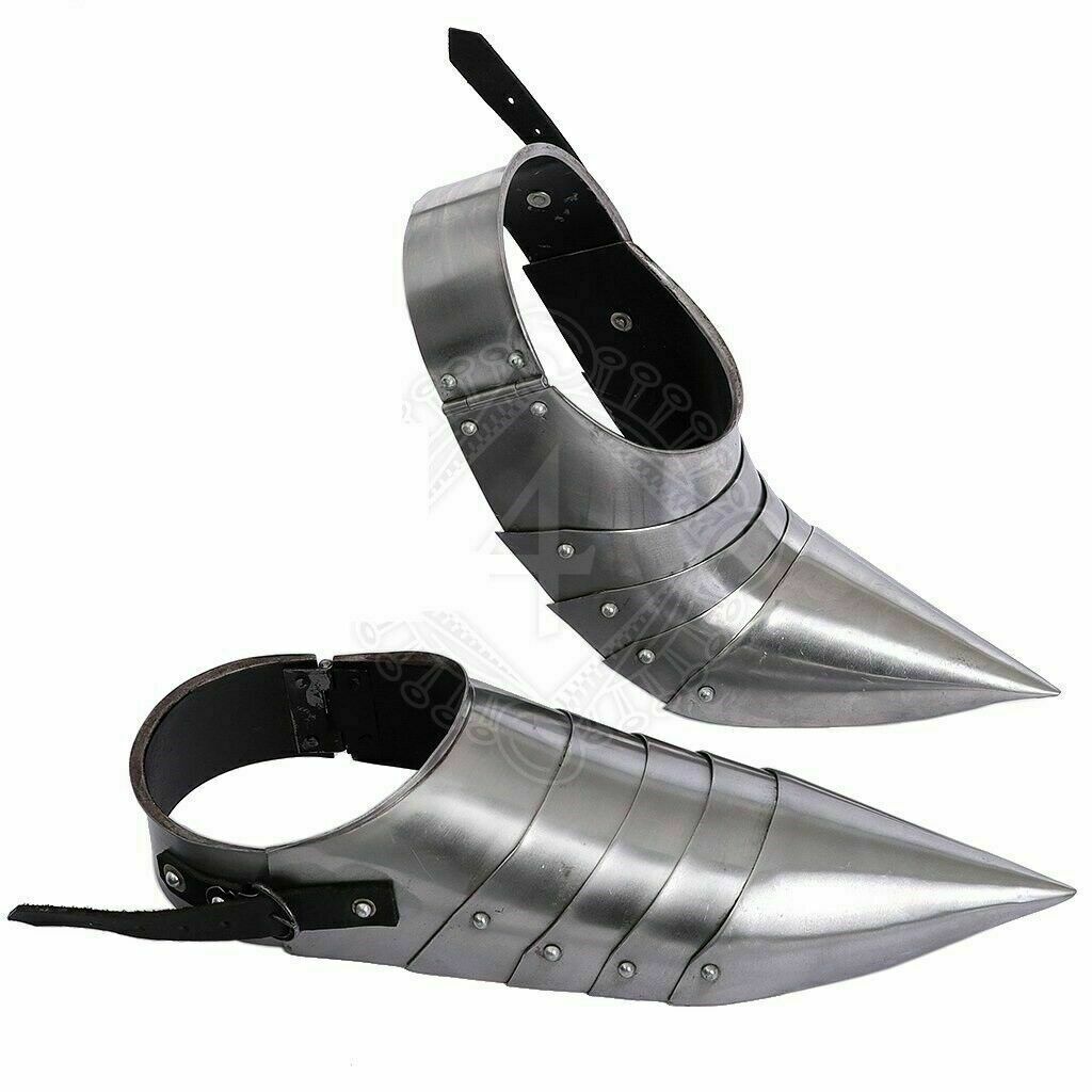 Medieval Gothic Knight Armor Shoes Spartan Crusader Sabaton Footwear Pair-image