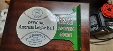 Porcelain American League Ball Enamel Sign Size 18" x 13" Inches 2 Sided Flange