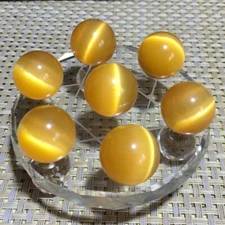 7pcs 20mm Grade  A Glass cat's eye yellow crystal ball  gift base r608