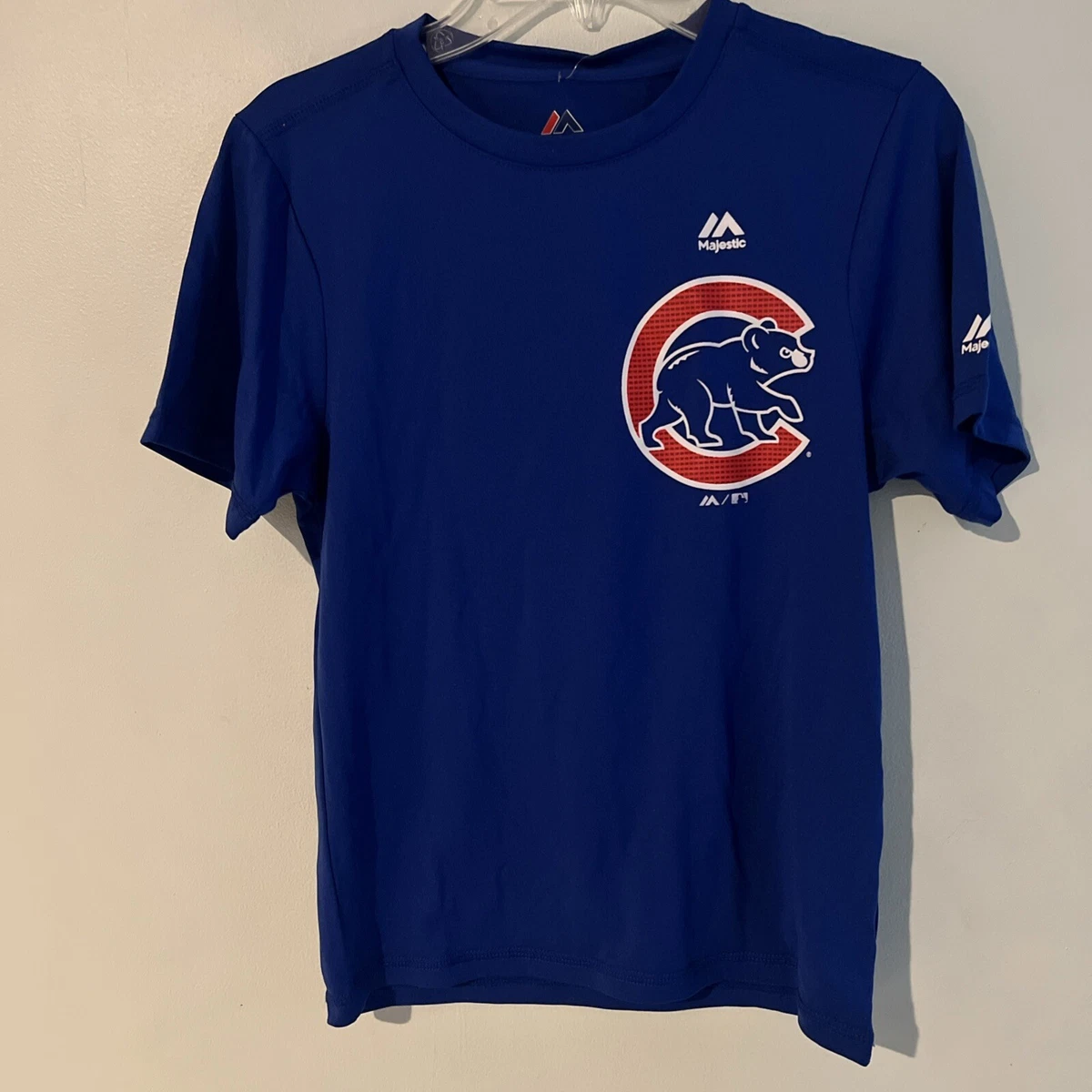Majestic Cool Base Mens Large Chicago Cubs Blue Short Sleeve T-Shirt Polyester
