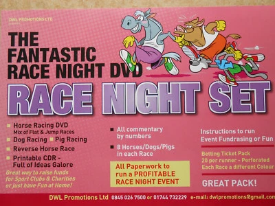 THE FANTASTIC RACE NIGHT DVD SET- RACES = 10 HORSES - 3 DOG - 3 PIGS AND TICKETS