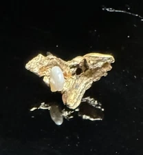 22K Placer Gold Nugget Tie Tack 1.95 Grams Natural Pearl - Vintage 1950s