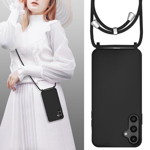 Crossbody Lanyard Phone case for Silicone Phone Samsung Galaxy A15 4G/5G Black - Picture 3 of 7