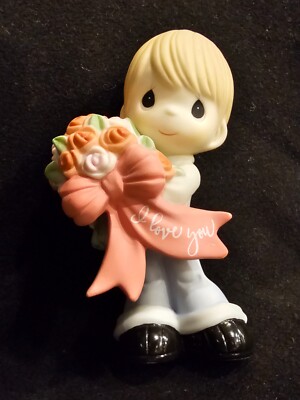 Precious Moments 172004 I Love You Boy with Flower Bouquet