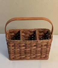 Amish State Line Baskets Organizer Storage Basket Solid Oak Handle and Bottom 