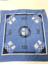 VTG 80s LEVIS BANDANA RARE BLUE Made USA Olympics 1984 Cowboy COLORFAST