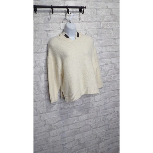 Zara Knit Wear Fancy Collection Girls Size 8 Cream Gray Pullover Sweater Hooded - Picture 3 of 17