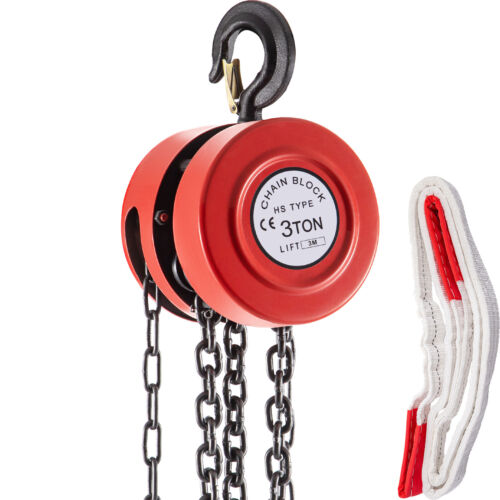 VEVOR 3 Ton Chain Hoist Puller Block Fall 10FT Lifting Chain w/ Hooks 6600LBS - Picture 1 of 12