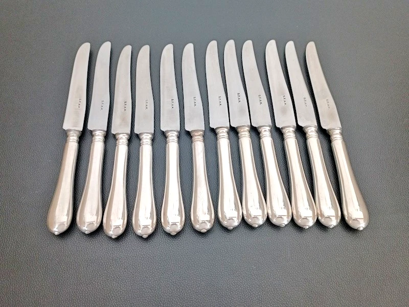 COUVERT À GIGOT en métal et corne ancien antiquités couteau fourchette