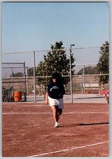 Vtg Color Snapshot Woman Running On Softball Field In Shorts & Sunglasses 1980s