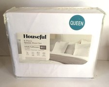 Houseful 6 Piece Queen Sheet Set White Wrinkle Resistant NEW Microfiber NIP