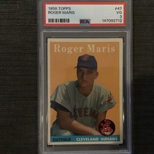 1958 Topps #47 Roger Maris RC PSA 3 Good Color & Centering. Fresh Grade