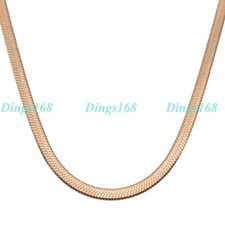 Real 18K Rose Gold Filled Tarnish-Resist 18" 3 mm Italian Flat Snake Chain H764R