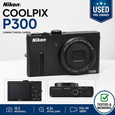 Nikon COOLPIX P300 Compact Digital Camera 12.2MP 4.2x Optical Zoom Black CMOS