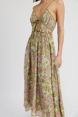 En Saison Sedna Pleated Floral Maxi Dress Large