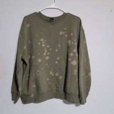 Women's Wild Fable Sweatshirt Sz Small Sage Olive Green Bleached Cotton Blend