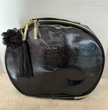 LANCOME Paris The Parisian Large Train Case Black Patent Glossy Makeup Bag