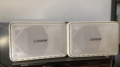Bose 101 Music Monitor Speakers White Pair 4 Ohm Vintage Works See