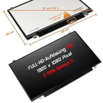 14,0'' LED Display matt Ersatz für Lenovo FRU PN:SD10M67967 IPS Gamut 72% Full-HD