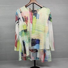 Jess & Jane Colorful Art Blouse Womens Size Medium 