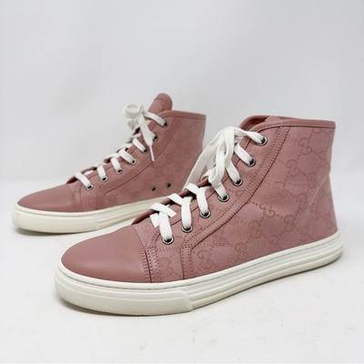 Gucci GG Monogram Canvas High-Top Cap Toe Sneakers Womens Size EU 37.5