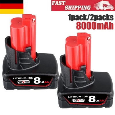 1PC-2PCS 12 VOLT FÜR MILWAUKEE FÜR M12 8AH LITHIUM BATTERY CORDLESS 48-11-2402