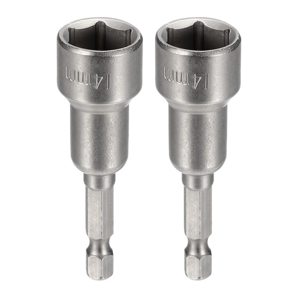 "Nuss-Aufsatz 14Mm 1/4\" 2.56\" 2 StüCk Grau Magnetisch"-image