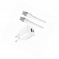20W Gan SchnellladegeräT USB-C/USB Netzteil Weiß, Kabel 1M