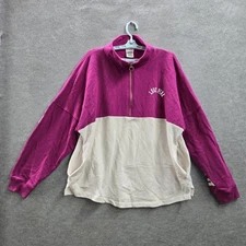 Victoria's Secret PINK Women Sweatshirt L Purple Colorblock LOVE Zipper