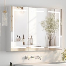 Large LED Medicine Cabinet Bathroom Mirror Cabinet with Light 3 Color 47 30 Inch
