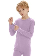 Unisex 100 Merino Wool Base Layer Top Thermal Underwear Shirt for Girls and ...
