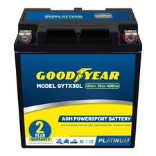 Goodyear GYTX30L 12V 32AH 400CCA Rechargeable High-Performance SLA AGM Battery