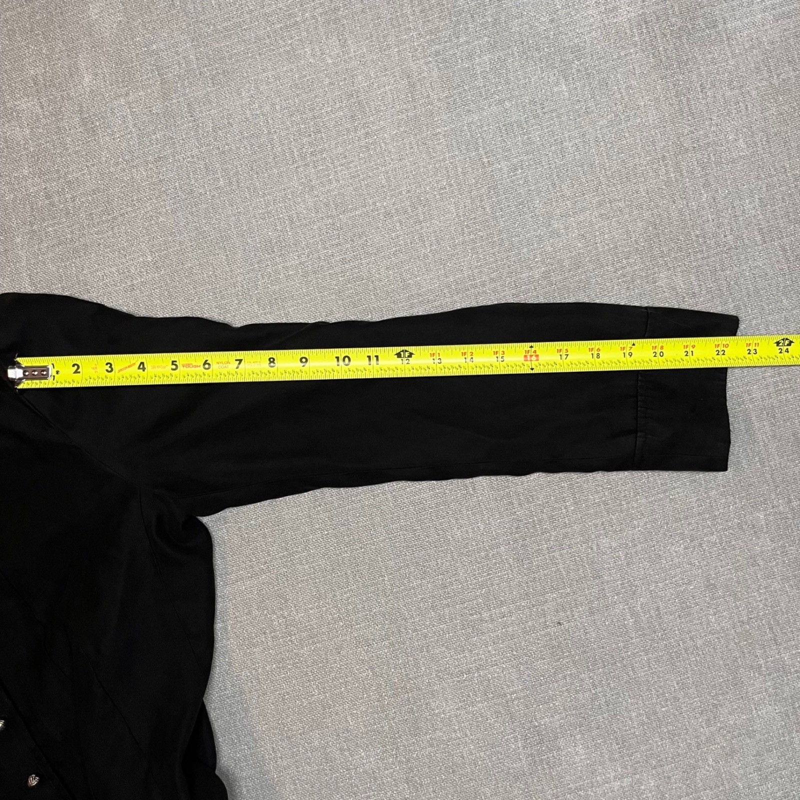 Black Button Down Mandarin Collar Long Sleeve Lig… - image 6