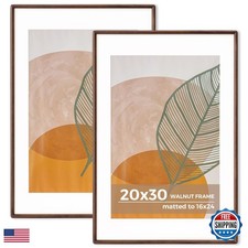 Axeman 20x30 Poster Frame Matted to 16x24 Walnut Wood Tempered Glass