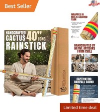 Authentic 40" Handcrafted Cactus Rainstick - Rasta Yarn Wrap Musical Instrument