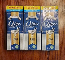 Lot Of 3 Family Pack Q-Tips 1000 Cotton Swabs (3000 Total)